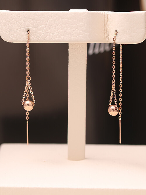 14K 18K 몰니 볼 체인 드롭 귀걸이