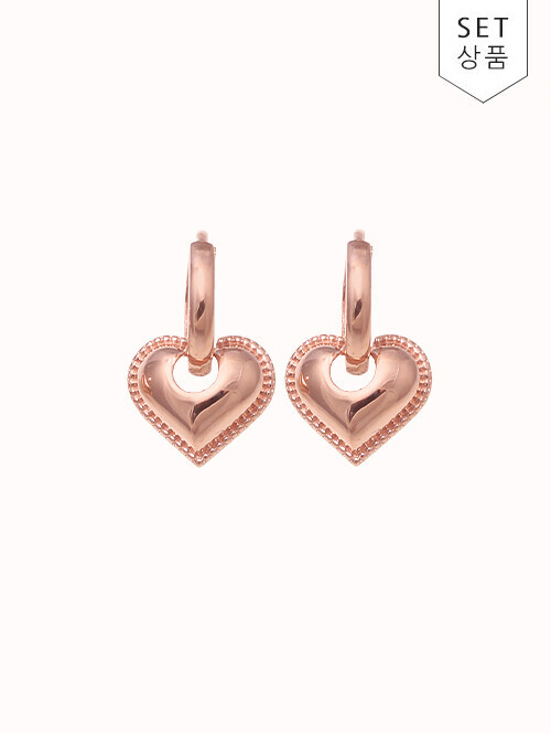 14K 18K 페퍼 볼륨 하트 귀걸이