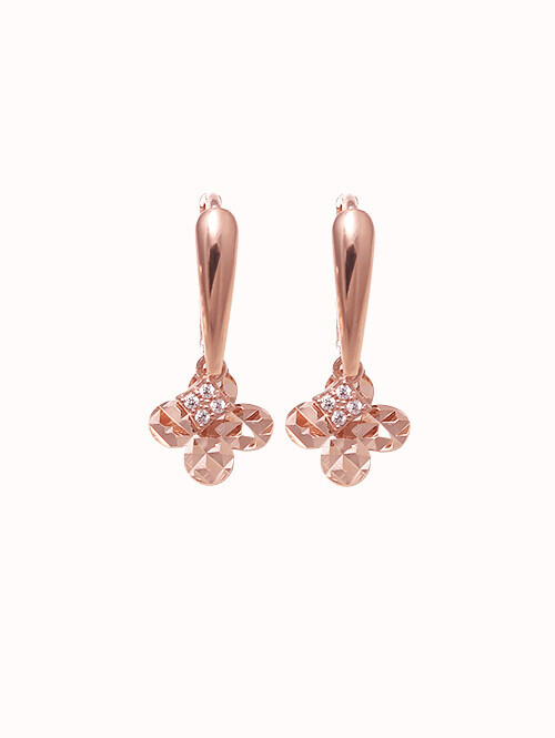 14K 18K 쉐어 클로버 컷팅 귀걸이