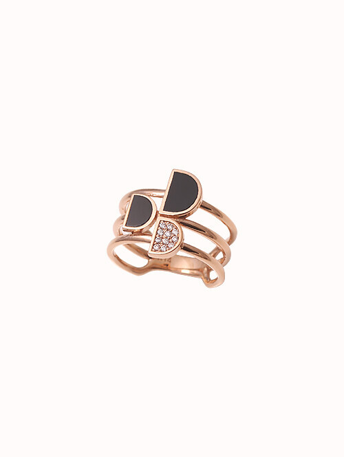 14K 18K 하프문 오닉스 세줄 반지