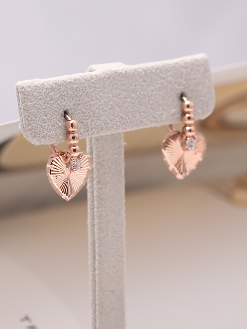 14K 18K 라드 플리츠 컷팅 하트 귀걸이