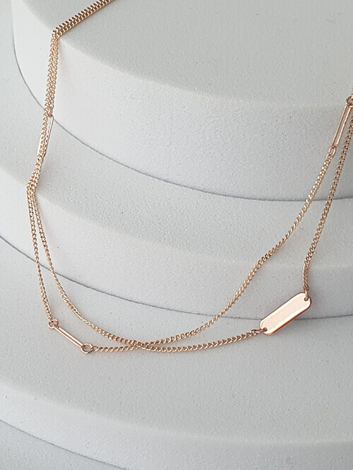 14K 18K 스틱포인트 두줄 발찌