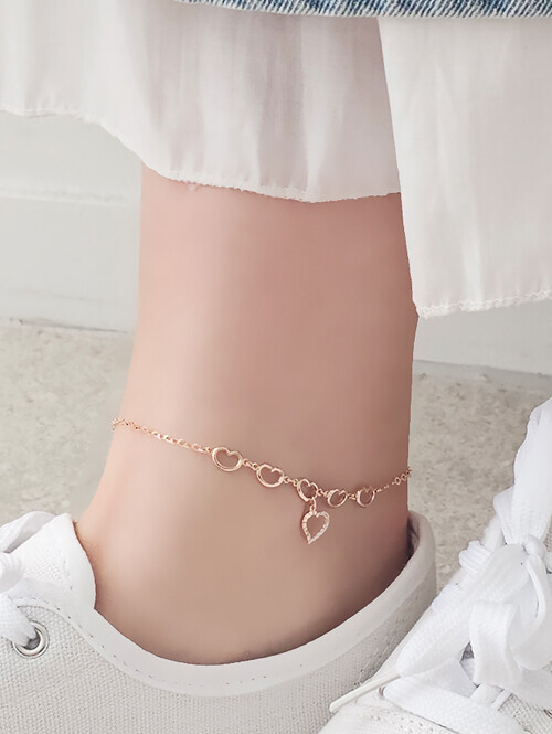 14K 18K 데리스 하트 찰랑 발찌