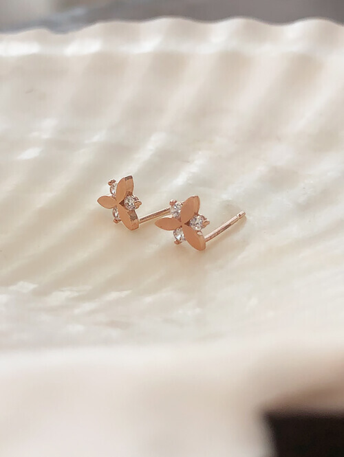 14K 쁘띠 개나리 큐빅 귀걸이(핀/침형)