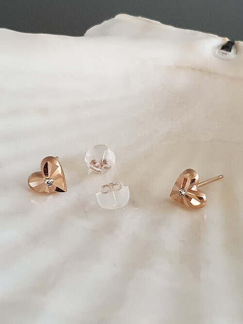 14K 샤방 하트 컷팅 귀걸이(핀/침형)