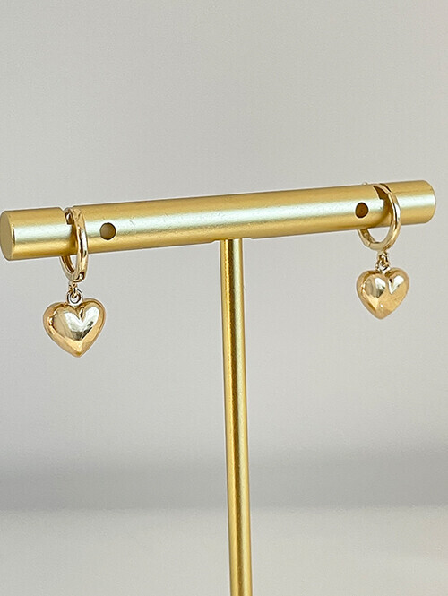 14K 러빈 통통 하트 원터치 귀걸이