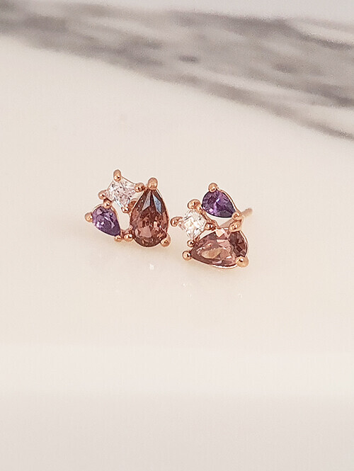 14K 컬러풀 스톤 귀걸이(핀/침형)