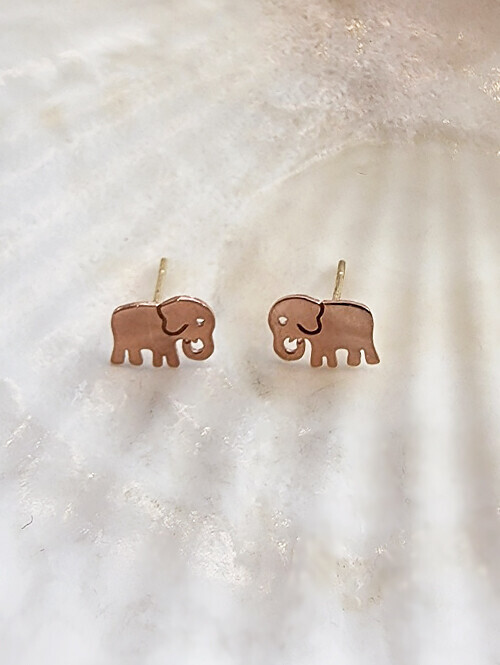 14K 심플 코끼리 핀귀걸이