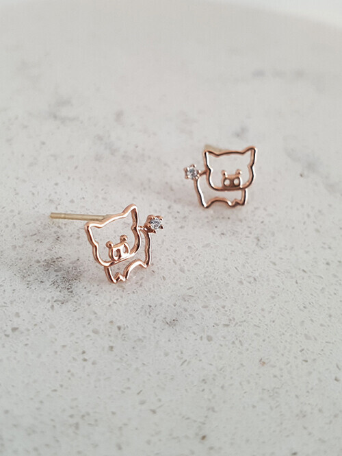 14K 심플 피그 핀귀걸이