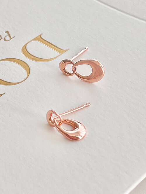 14K 린밍 투 써클 체인 귀걸이 (핀/침형)