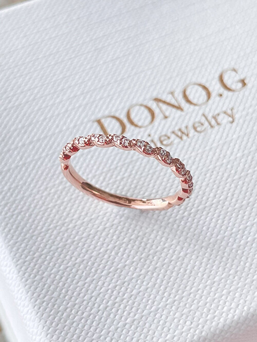 14K 18K 유주 물결라인 큐빅 반지