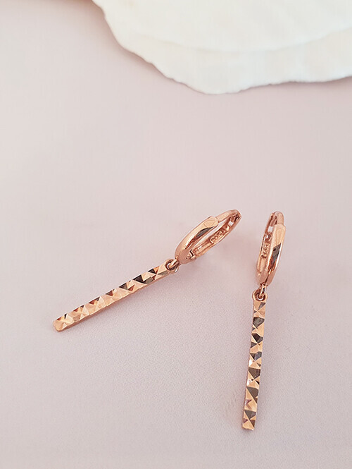 14K 18K 슬림 사각 컷팅 귀걸이