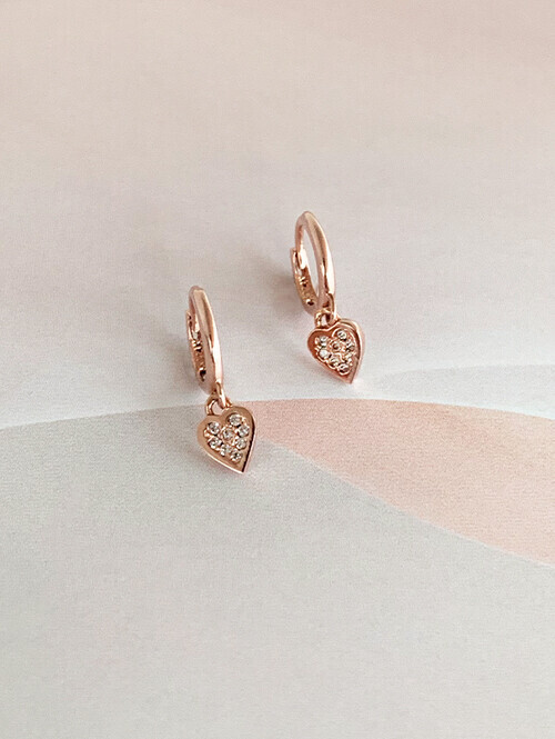 14K 18K 줄리나 하트 큐빅 귀걸이