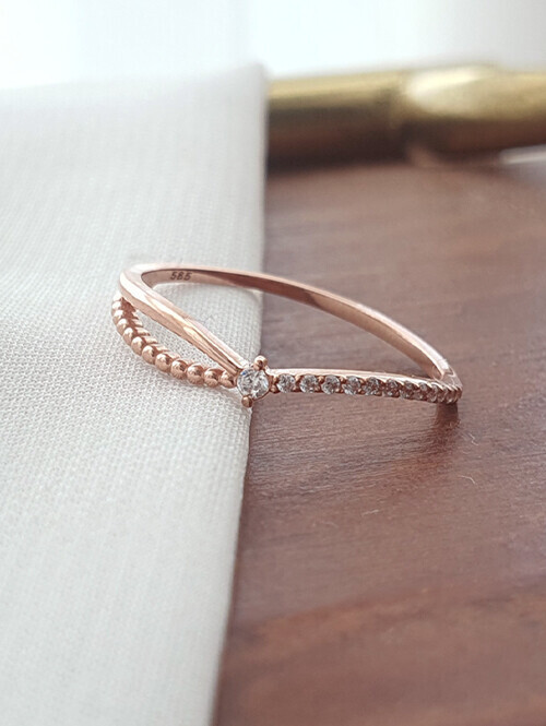 14K 18K 켈리아 믹스 라인 큐빅 반지