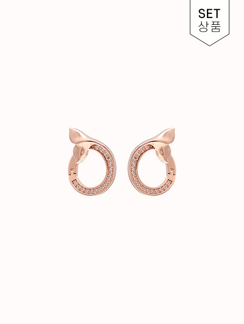 14K 18K 라이즌 돌핀 써클 귀걸이