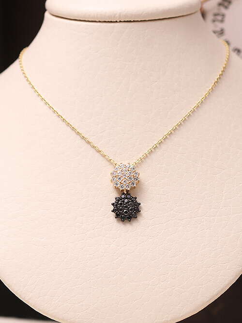 14K 18K 블랙&화이트 선샤인 큐빅 목걸이