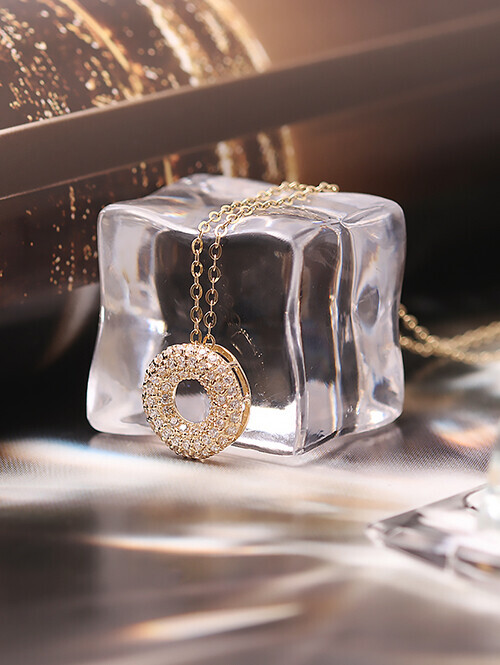 14K 18K 도넛 큐빅링 목걸이