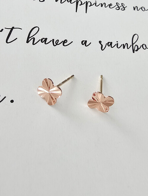 14K 미니 크로버 컷팅 귀걸이 (핀/침형)