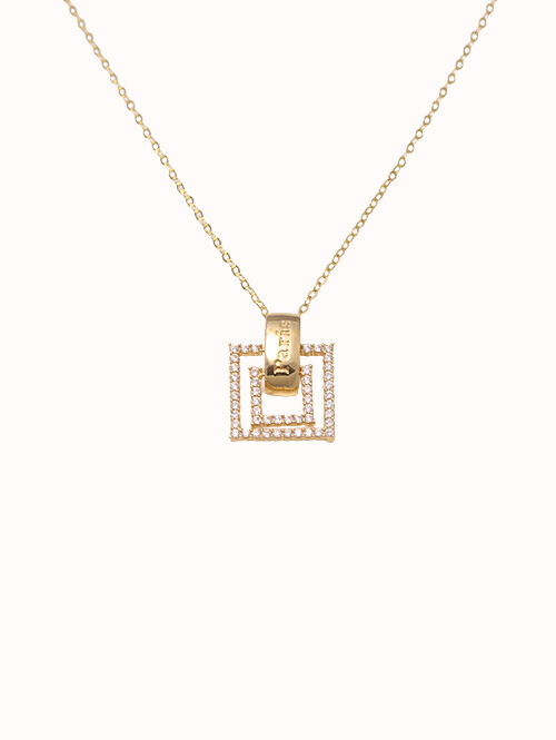 14K 18K 리잔 큐빅 스퀘어 목걸이