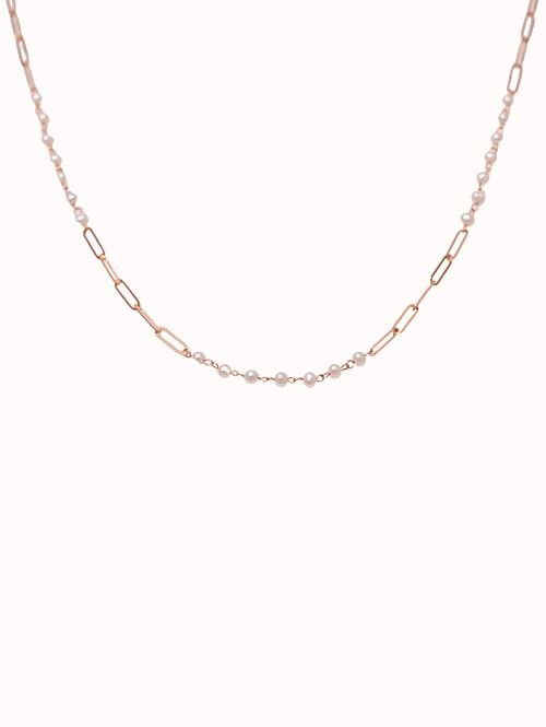 14K 테네즈 담수진주 클립 목걸이