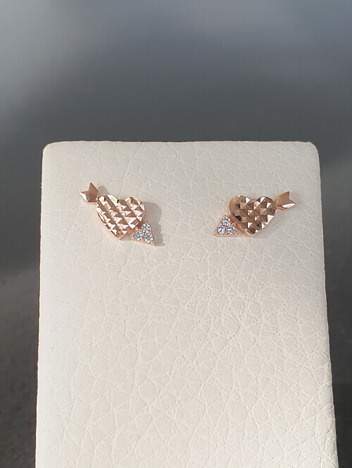 14K 하트 큐피트 핀귀걸이