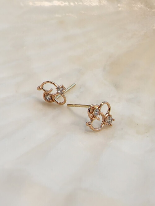 14K 러블리 마우스 큐빅 핀귀걸이