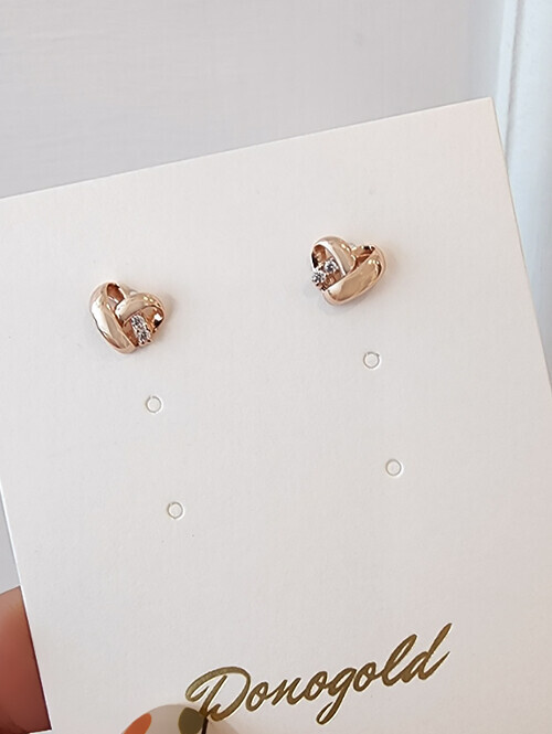 14K 뷔오 하트 핀귀걸이