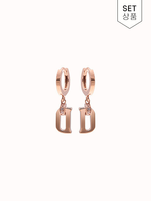 14K 18K 트렌디 D 포인트 귀걸이