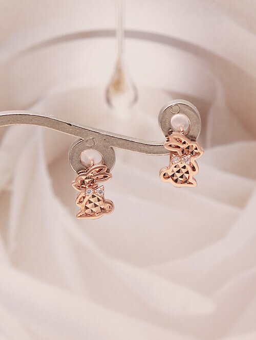 14K 18K 버니스 컷팅 토끼 귀걸이