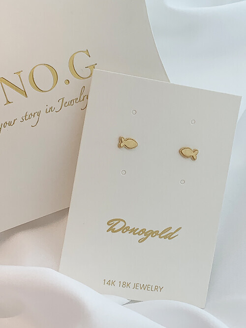 14K 미니 붕어빵 물고기 귀걸이(핀/침형)