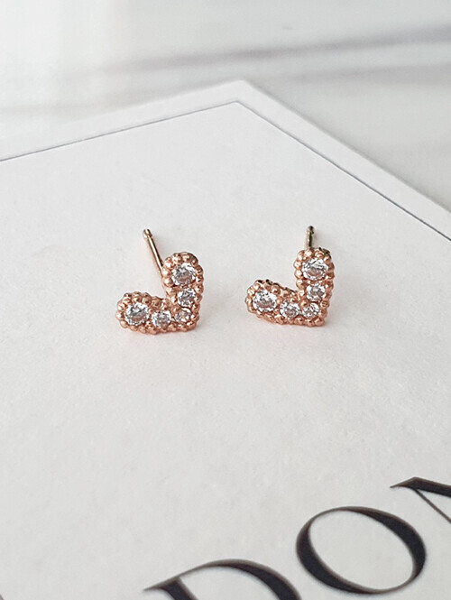 14K 러빙 엠보하트 귀걸이 (침/핀형)