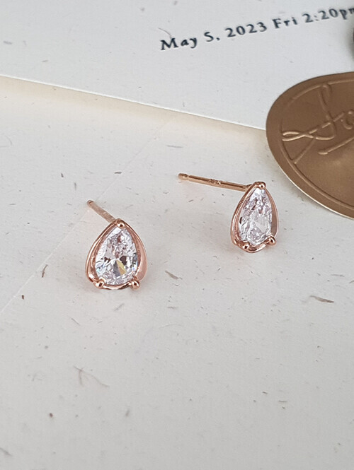 14K 실베르 물방울 귀걸이 (침/핀형)