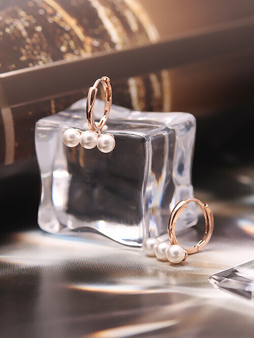 14K 18K 코네 쓰리 진주 귀걸이