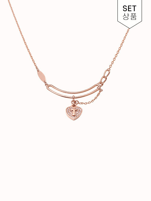 14K 18K 에놀 T 스틱 하트 목걸이