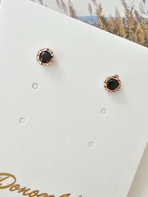 14K 시크컷팅 블랙큐빅 귀걸이(핀/침형)
