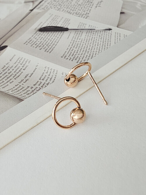 14K 오아데 써클 볼 귀걸이(핀/침형)