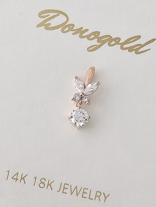 14K 로엔스 나비 큐빅 펜던트 (체인별도상품)