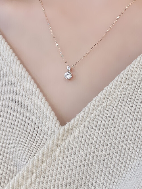 14K 오엔 데일리 큐빅 목걸이