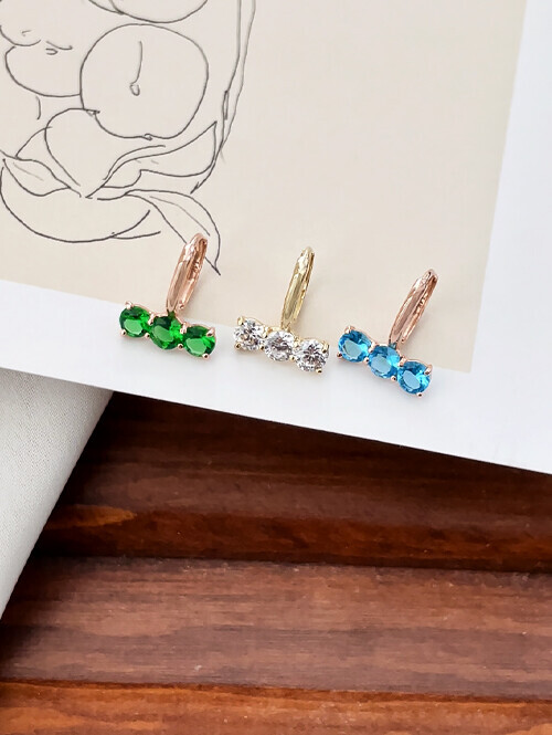 14K 18K 베트 쓰리큐빅 귀걸이