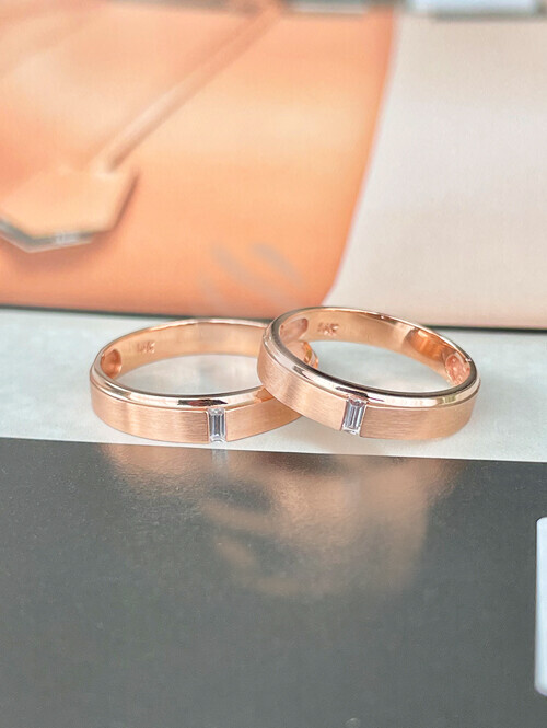 14K,18K 바게트 큐빅 무광 커플링