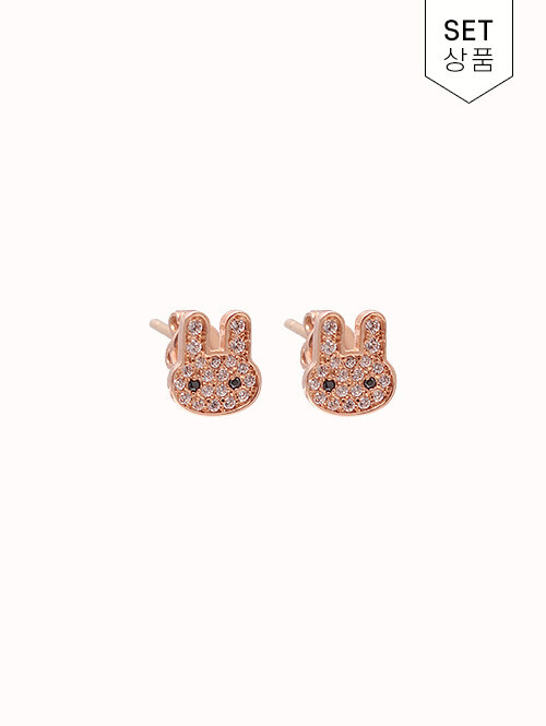 14K 18K 데인티 블랙&화이트 토끼 귀걸이(핀/침형)