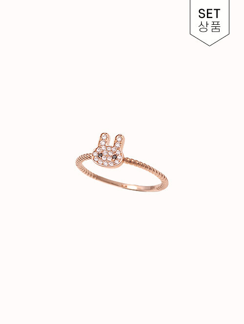 14K 18K 데인티 블랙&화이트 토끼 반지