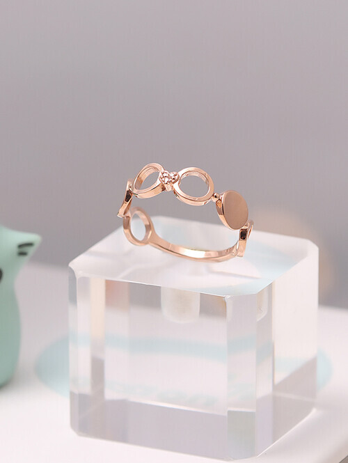 14K 18K 동글 써클 하트포인트 반지