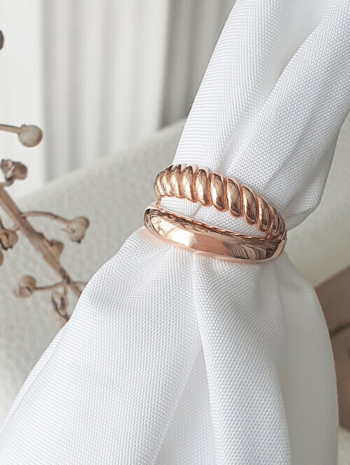 14K 18K 보멘 꼬임 볼드 두줄 반지