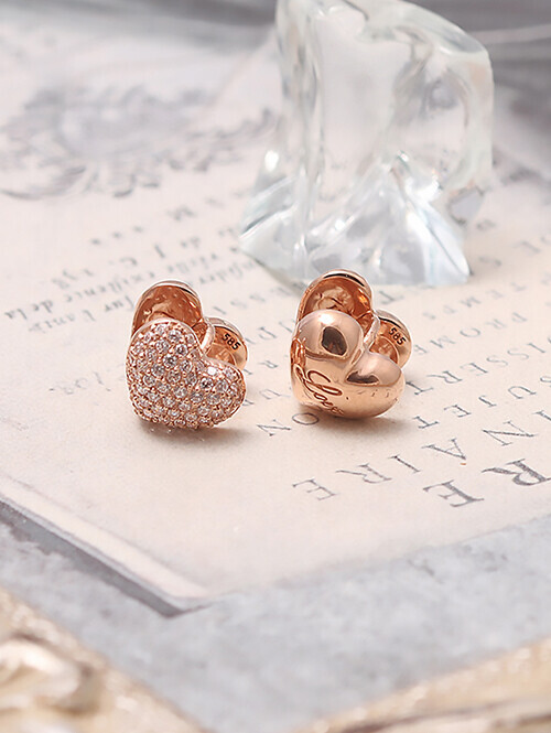 14K 18K 풀 오브 하트 언발 귀걸이