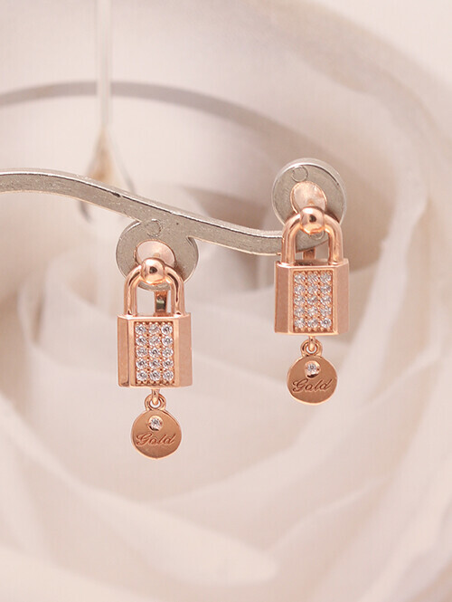 14K 18K 럭키락 자물쇠 귀걸이