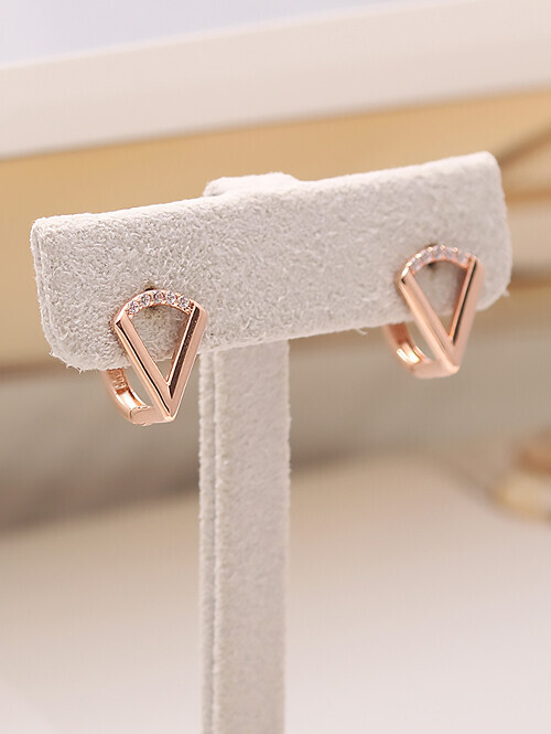 14K 18K 프랜시스 V 라운드 귀걸이