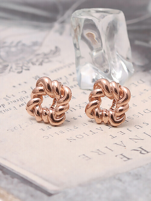 14K 18K 이네즈 볼륨 사각 꼬임 귀걸이