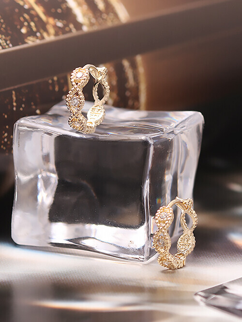 14K 18K 소데아 물결 큐빅 귀걸이