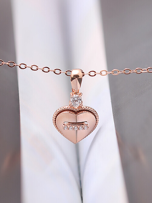 14K 18K 단추하트 큐빅 펜던트 (체인별도상품)